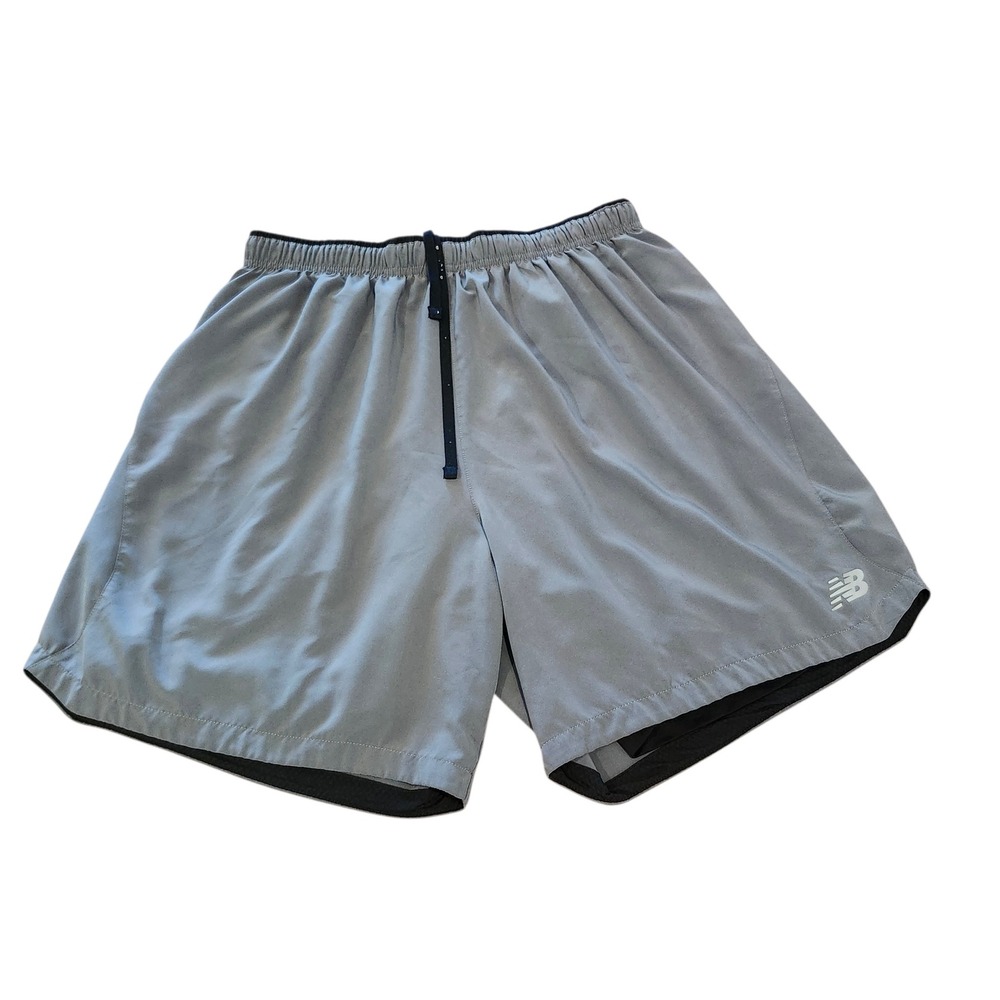 New Balance Running Shorts Mens Medium Gray Lined Athletic Gym‎ Activewear
